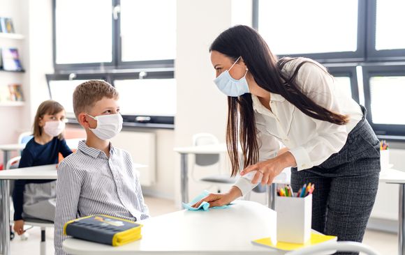 teacher cleaning